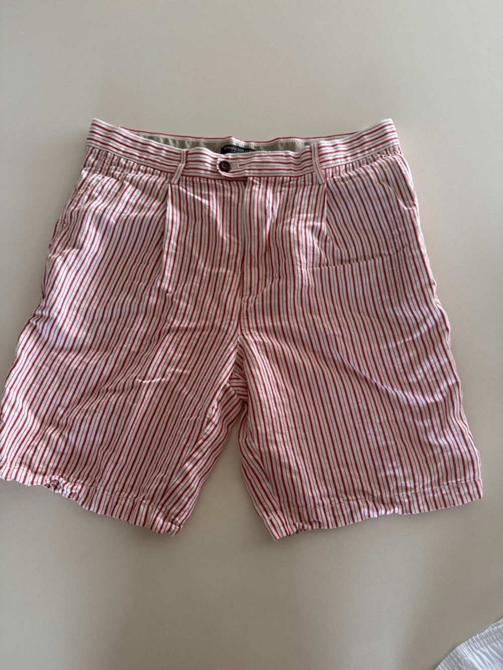 Banana Republic Red & White Striped Flat Front Shorts